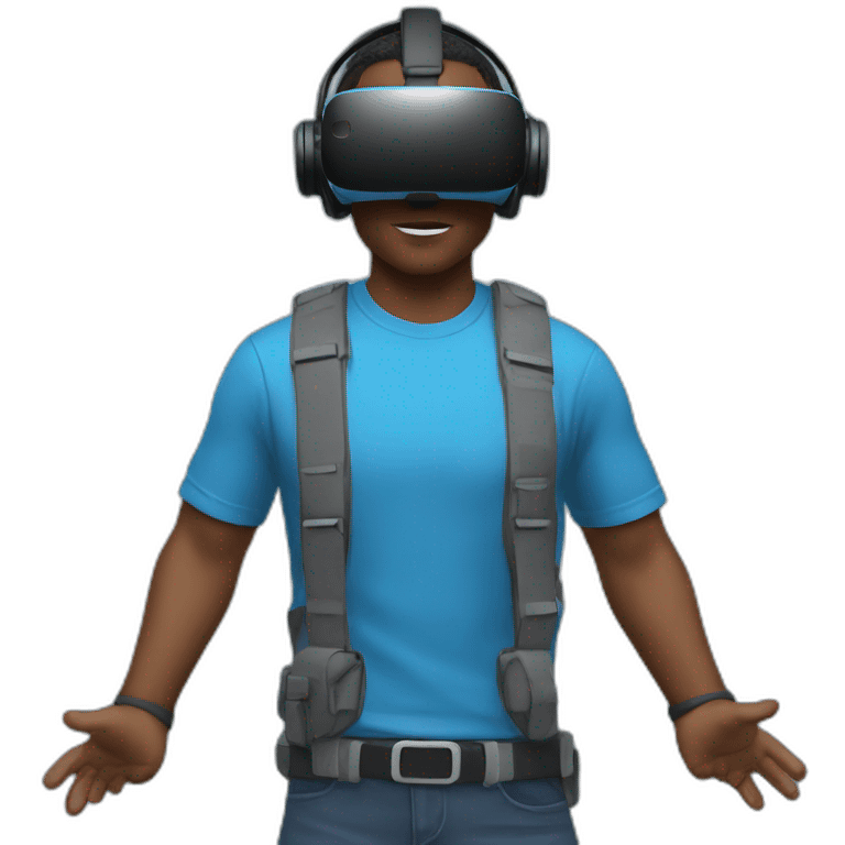 Virtual Reality players with blue t-shirt emoji