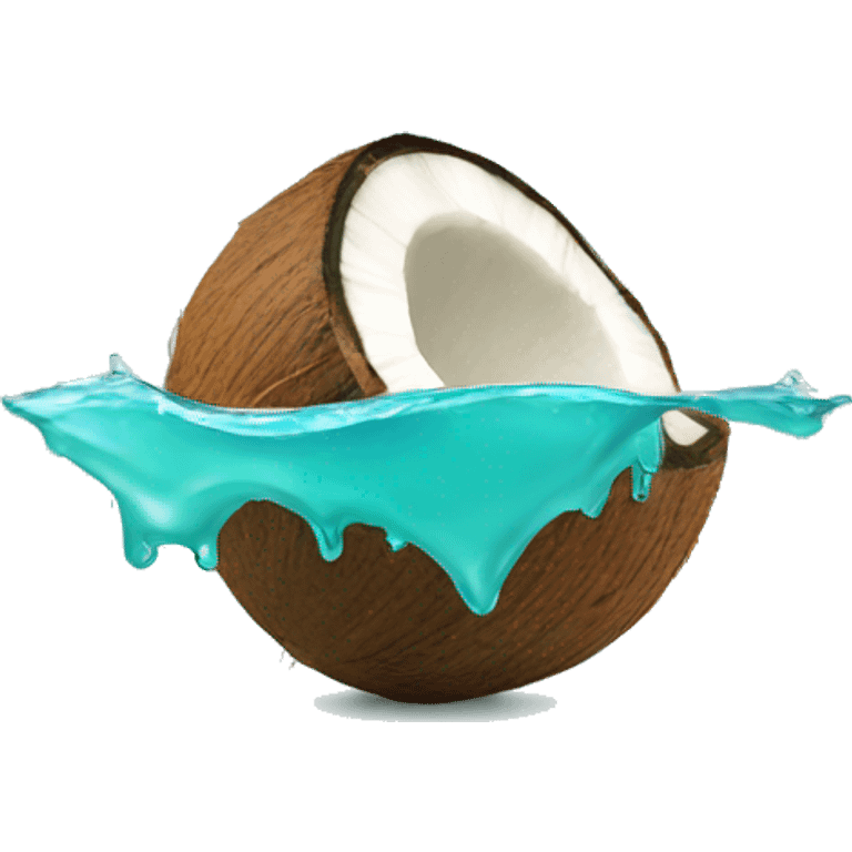 coconut with turquoise water inside emoji