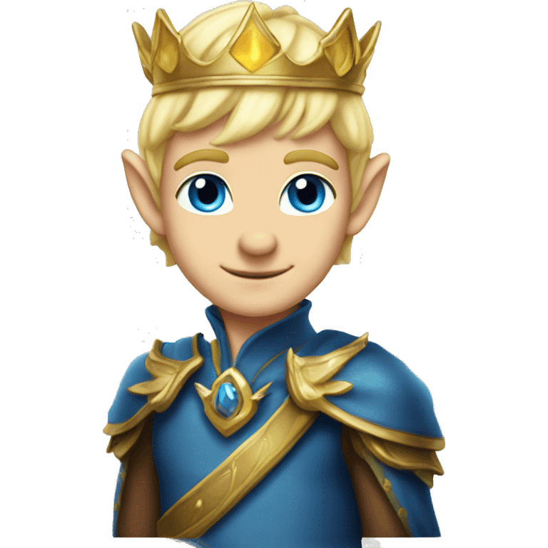 Blonde elf ears prince  man with blue eyes with crown  emoji