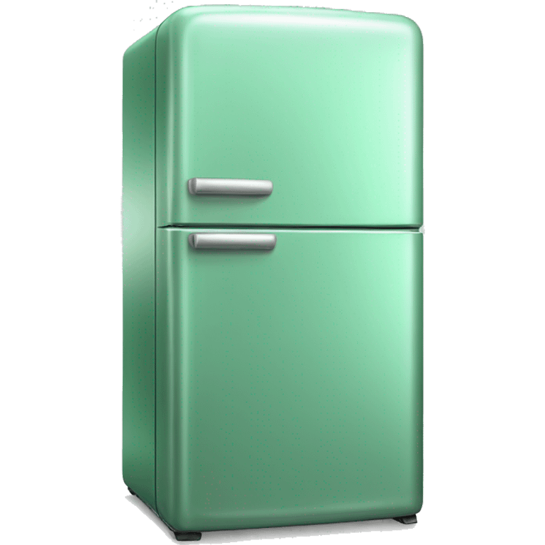 Realistic metallic mint green fridge isolated. emoji