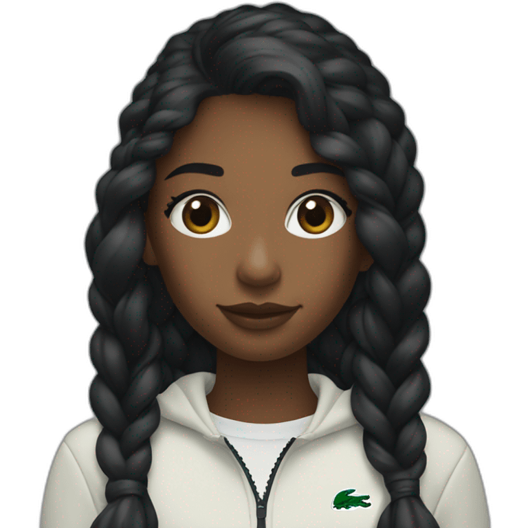 Lacoste bag Black girl with long hair with black lacoste windbreaker emoji