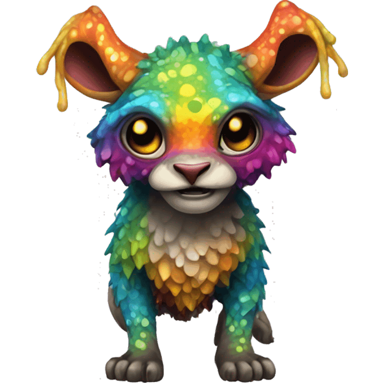 a colorful edgy vernid-fionbri-animal-creature with splash patterns full body emoji