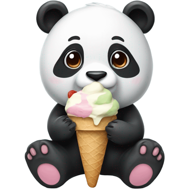 Panda eating ice cream emoji