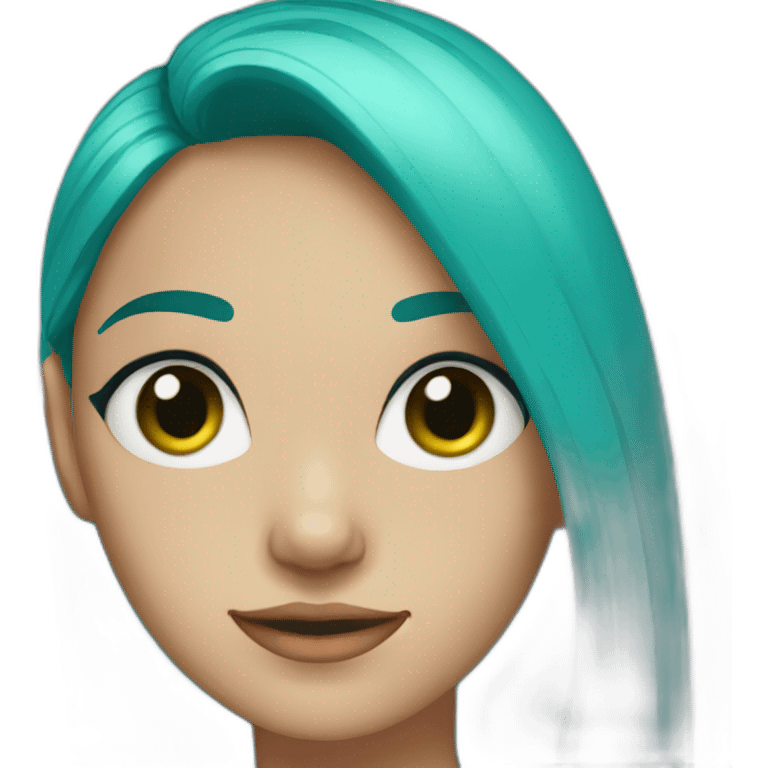 girl with green eyes and blue hair emoji