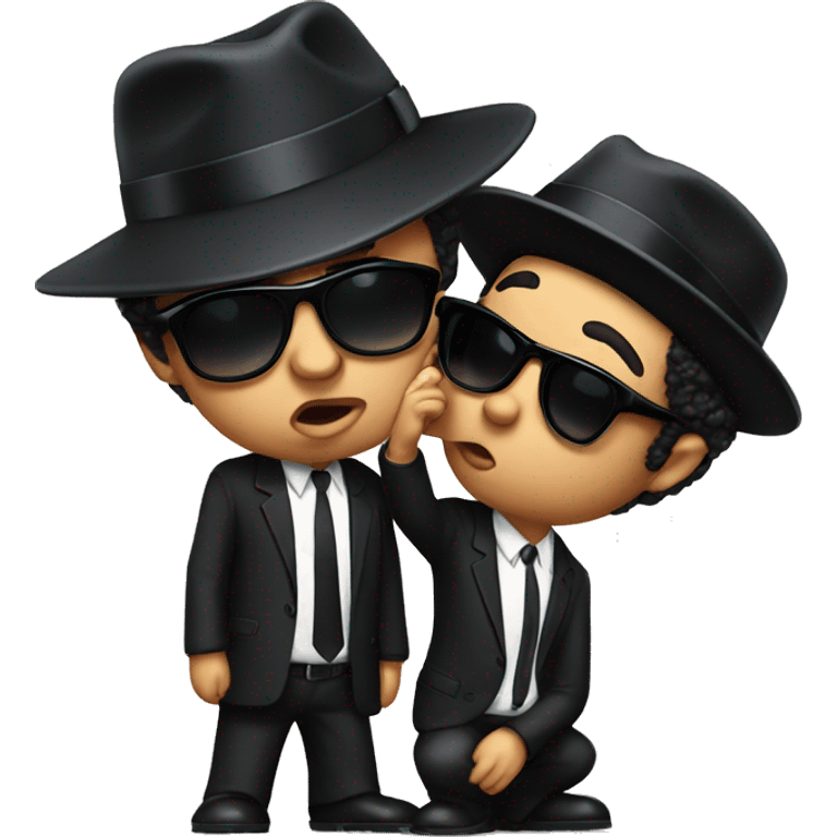 The blues brothers giving kisses emoji