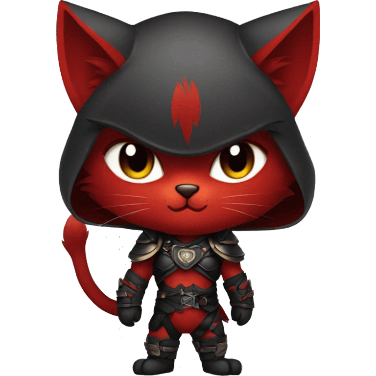 Edgy cool anthro black red cat warrior emoji