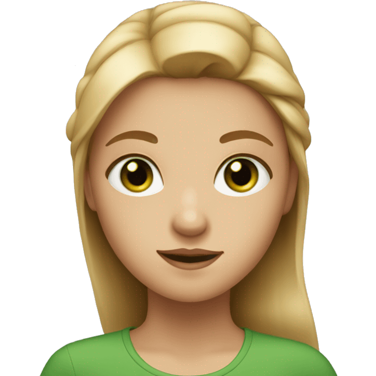 A girl with green eyes, chestnut and blond hair  emoji