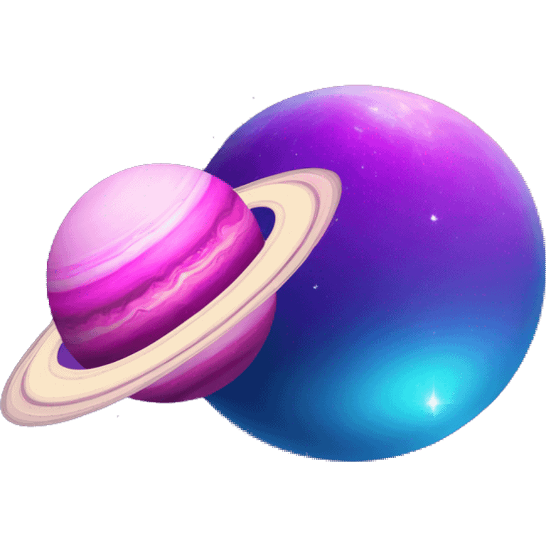 sparkly glittery blue purple and pink gradient planet with a cheesy saturn ring emoji