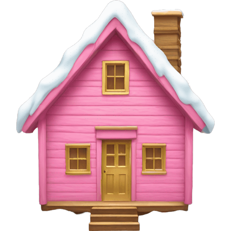 pink and gold cabin with snow emoji