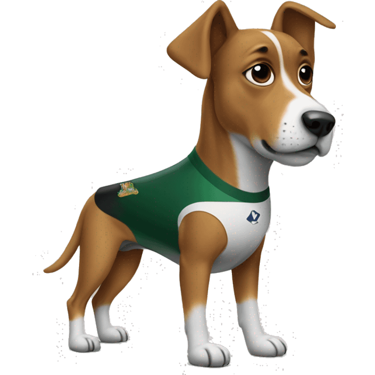 Dog with a Ronaldo jersey emoji