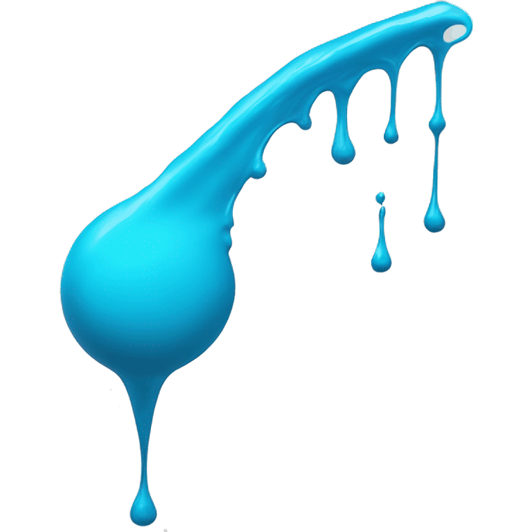 Glowing shiny Cyan blue paint splash splatter drip emoji