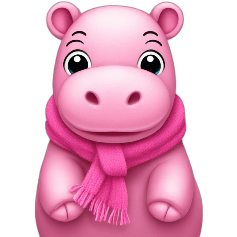 cute pink hippo with scarf emoji