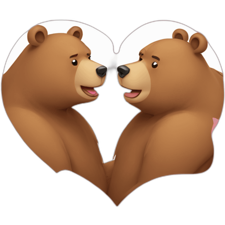 Female bear and male bear kissing, face only, with hearts above them emoji