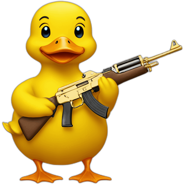 yellow duck holding golden akm emoji