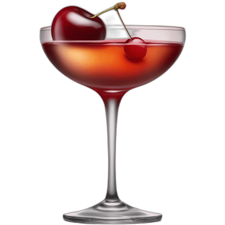 Manhattan cocktail in a coupe glass with a single maraschino cherry emoji