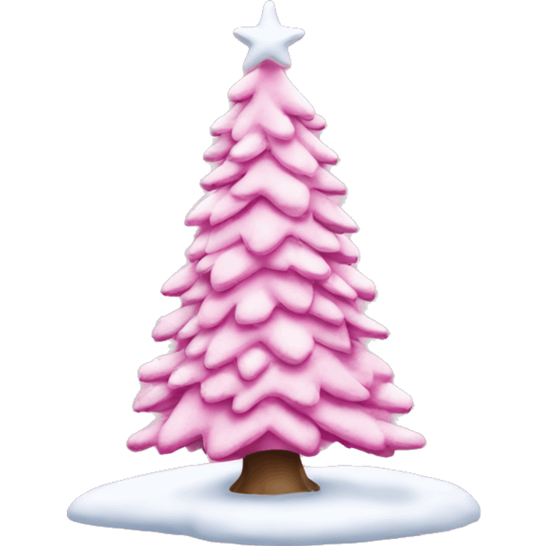 Pink Christmas tree with snow on it emoji