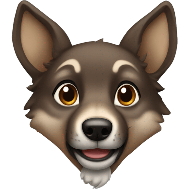 a brown puppy-like wolf with black hair on its ears emoji