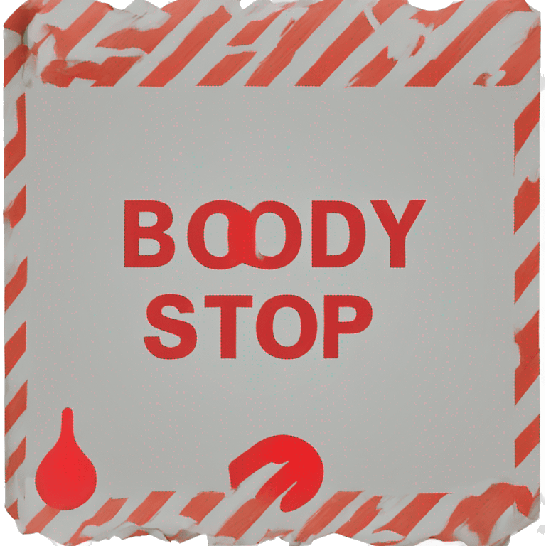 Warning sign, words body stop in red font emoji