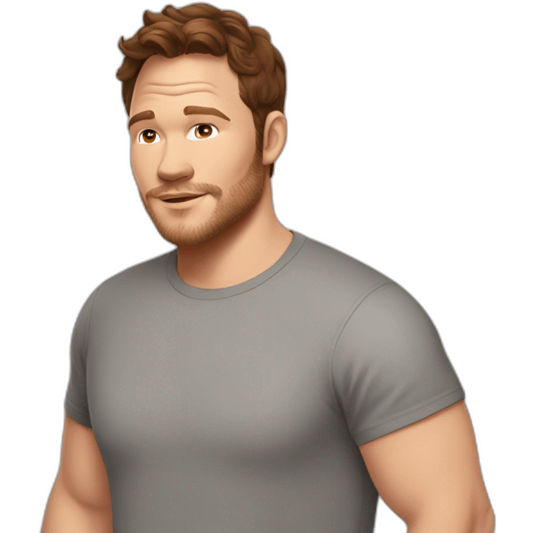 Chris Pratt brunette cartoon wearing t-shirt emoji