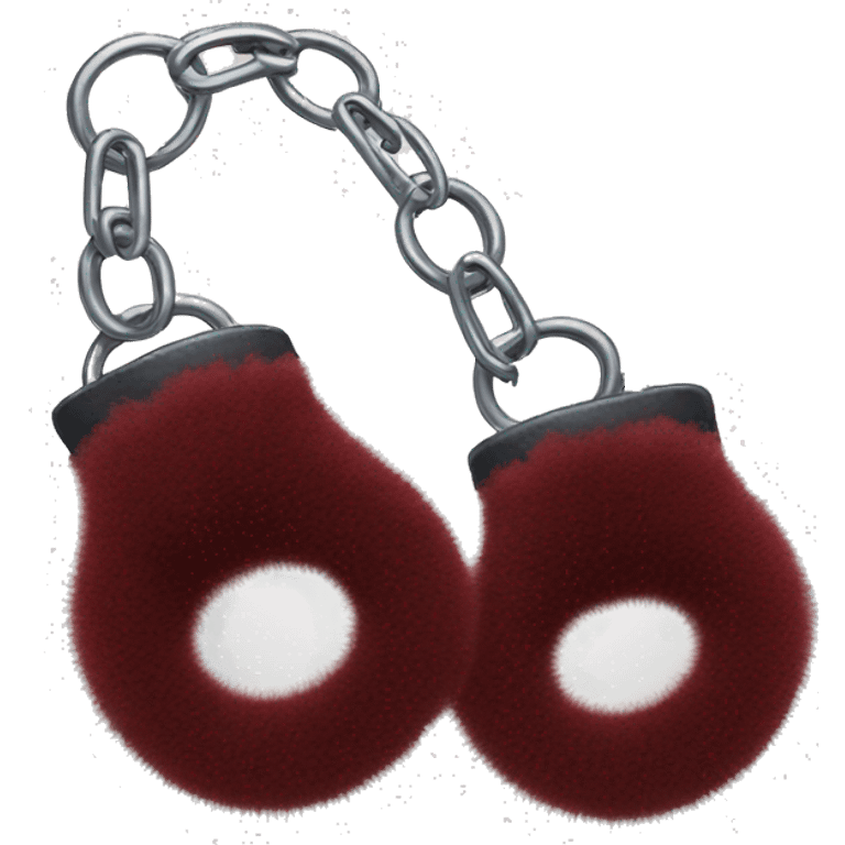 Dark red fuzzy handcuffs emoji