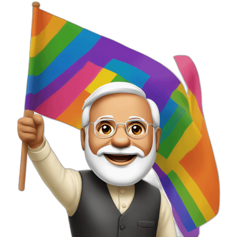 hyper realistic narendra modi waving lgbtq flag emoji