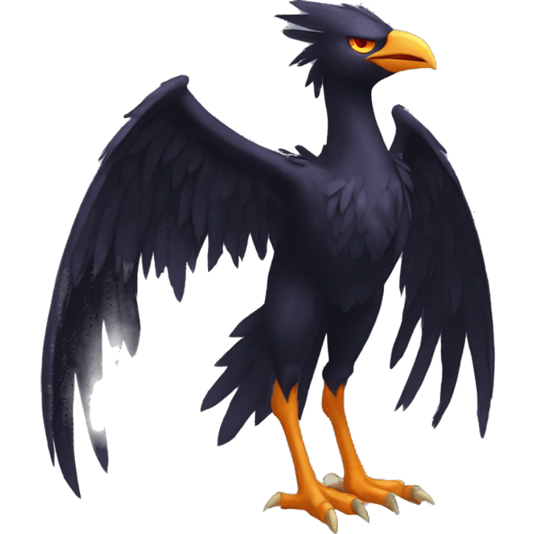 Fantasy legendary godly dark bird shadow-type-Phoenix Fakemon full body emoji