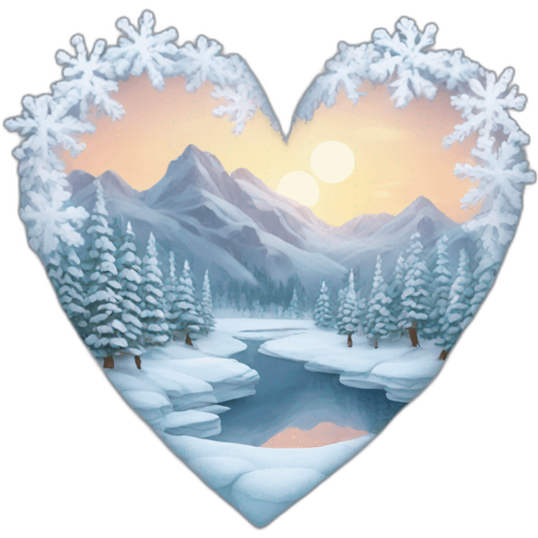 Winter inside a heart emoji