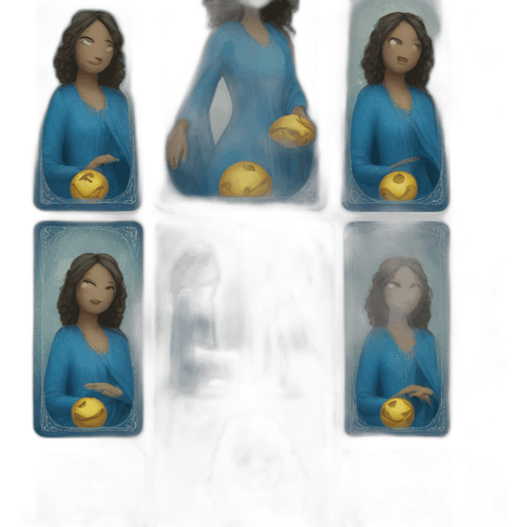 Tarot woman in blue playing cards emoji