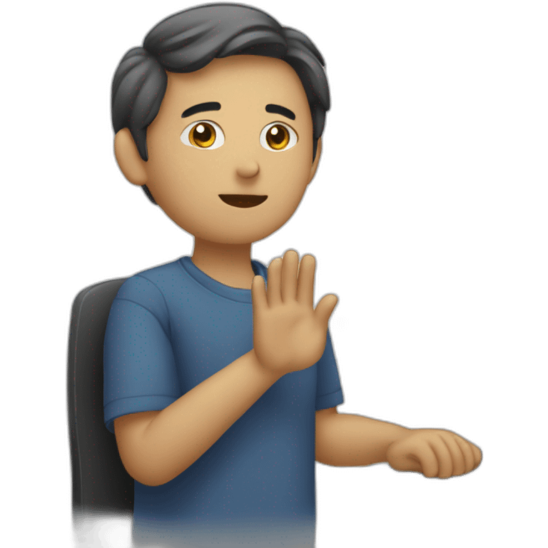 person behind computer saluting emoji