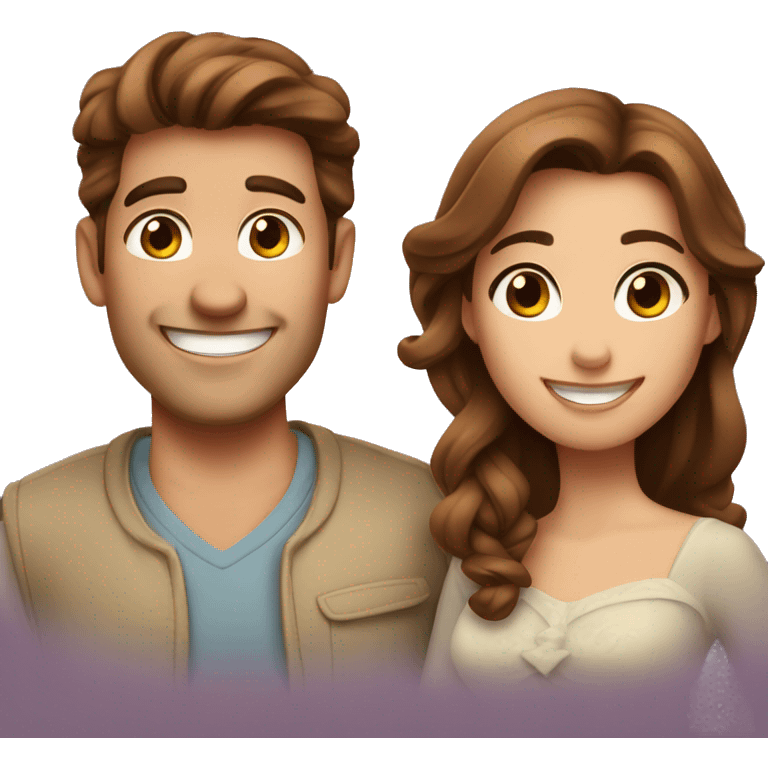 smiling couple with brown hair Disney  emoji