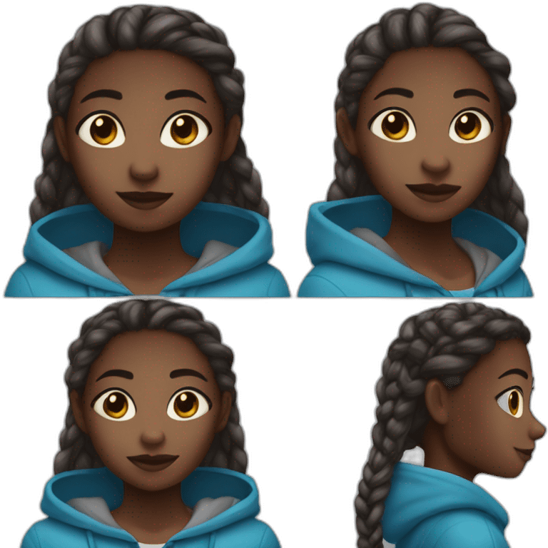 Darkskin girl 12 year old, ombre braids with blue hoodie  emoji