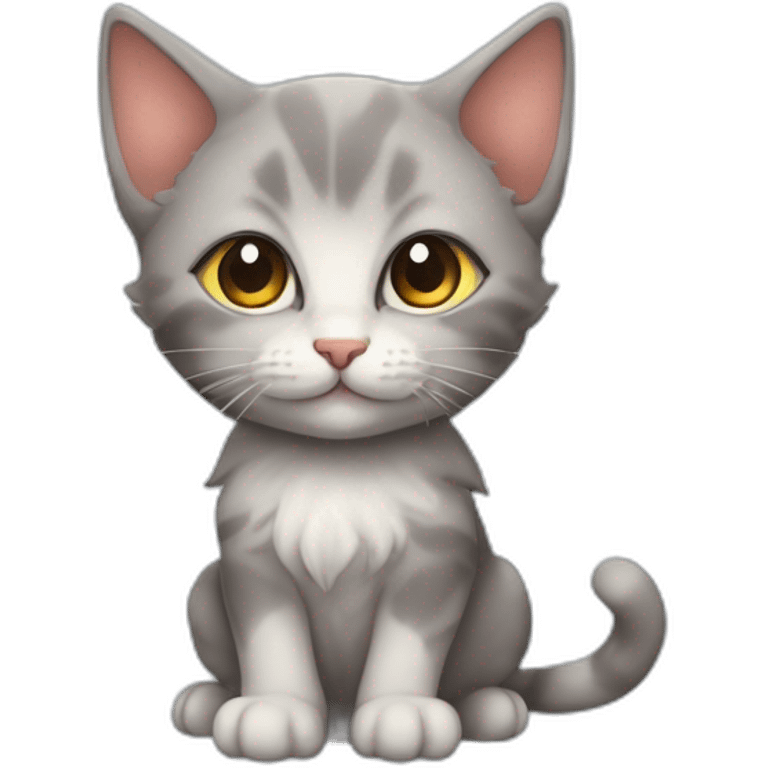 Cute kitten wizarrd, в ведьмовской колпаке с метлой, колдует emoji