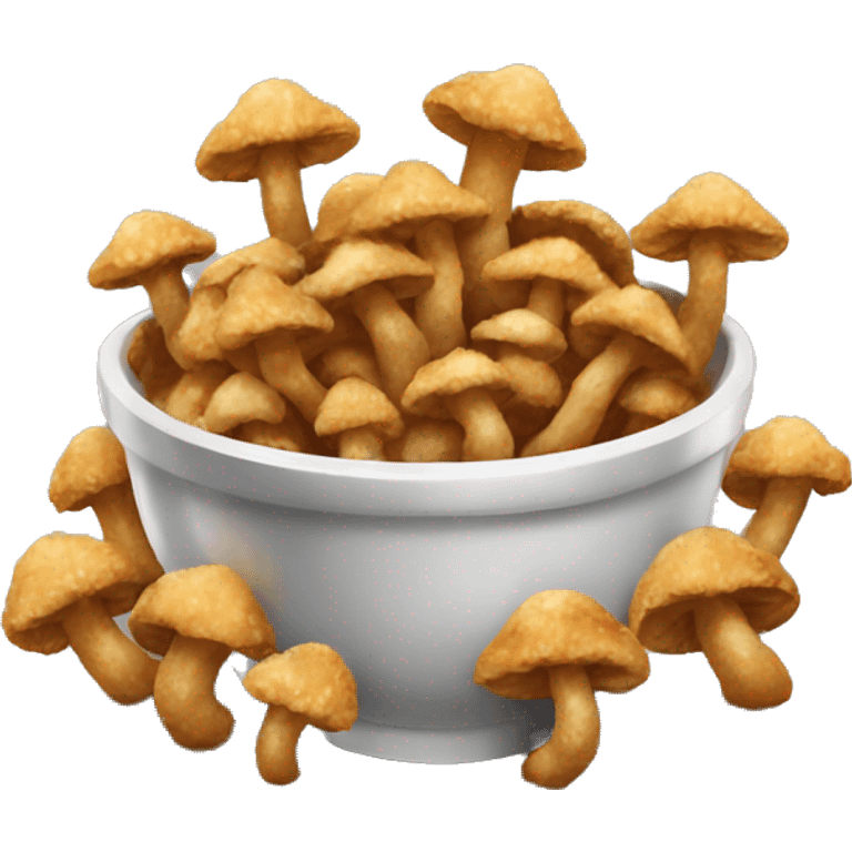 a bowl of deep-fried crispy mushrooms neatly sitting in a bowl emoji