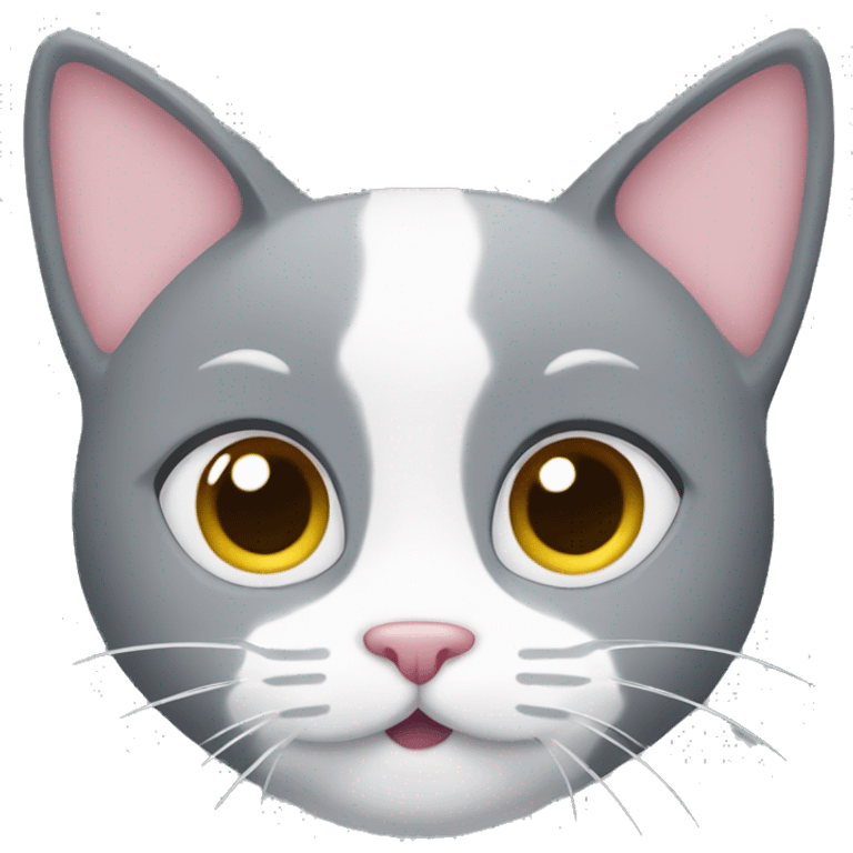 Grey and white cat face with hearts emoji