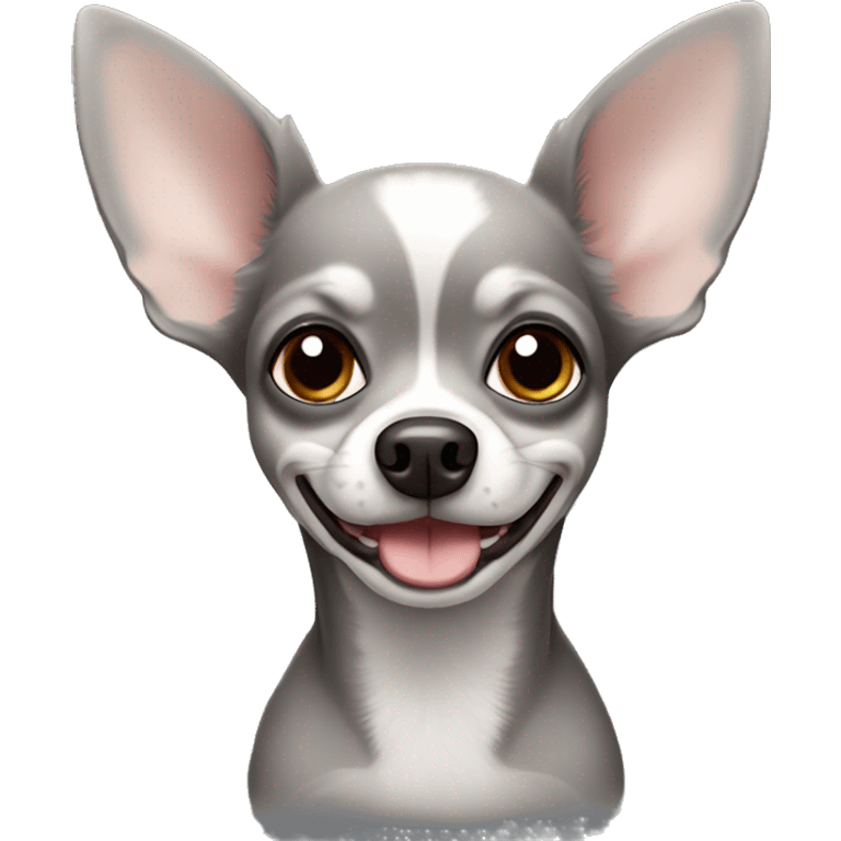 gray chihuahua with big ears cheerful emoji