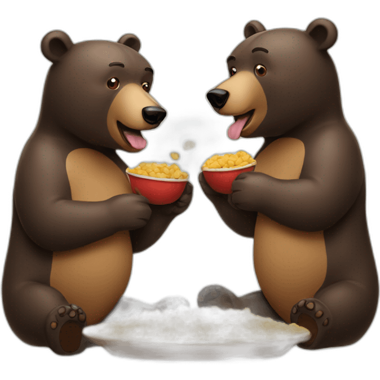 two bears eating food emoji