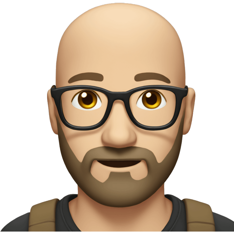 Bald man with black beard and in glasses  emoji