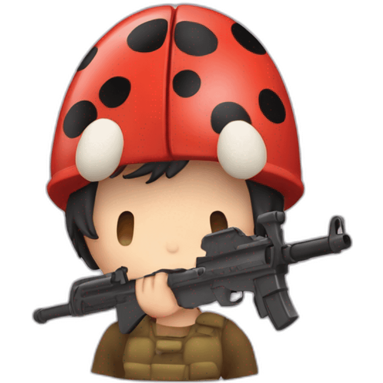 une coccinelle avec une arme  emoji