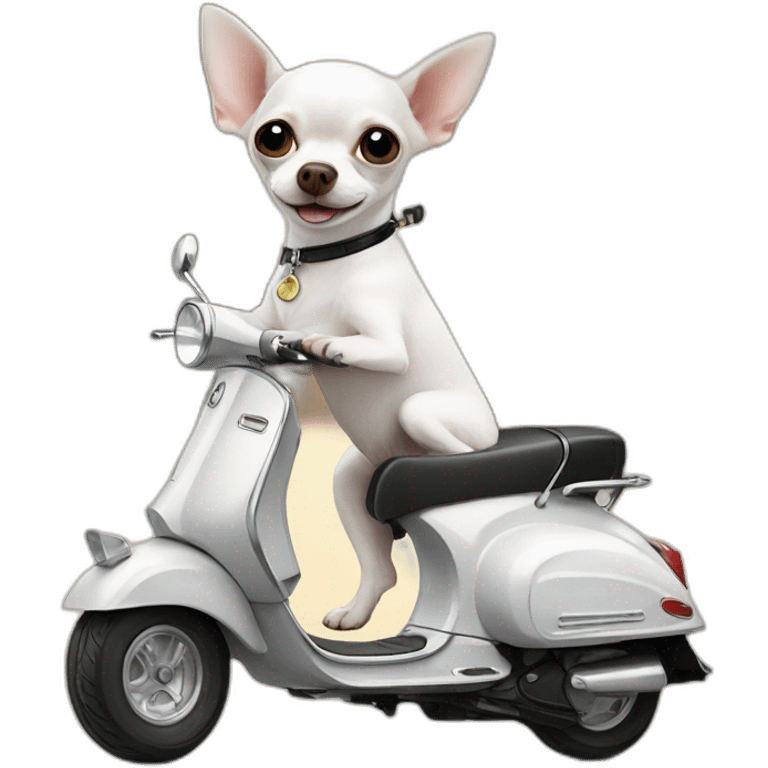 white chihuahua on vespa emoji