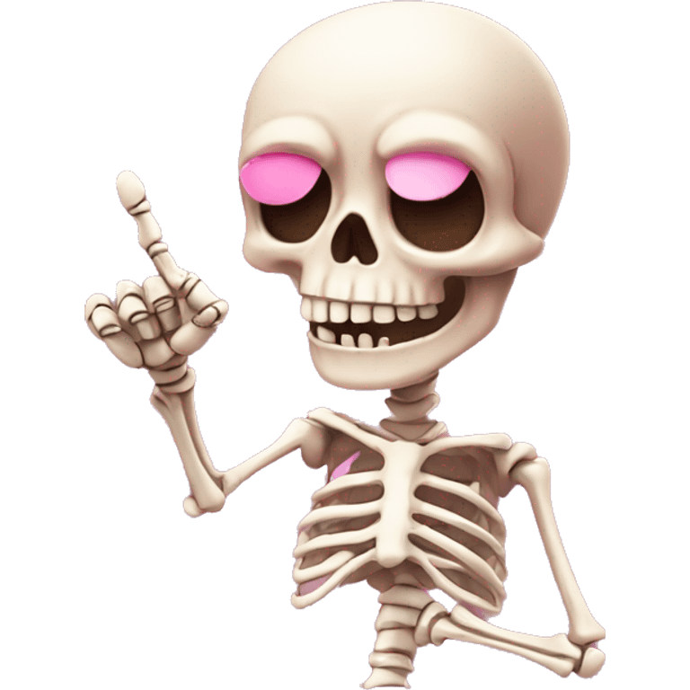 Cute pink skeleton giving the middle finger emoji