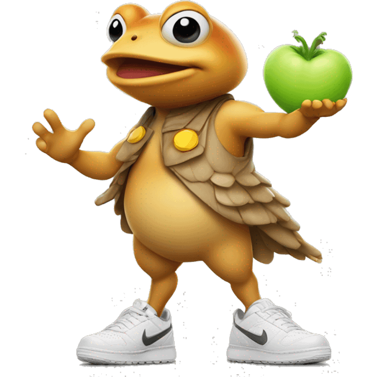 Toad in a Nike chicken, with a glo in hand emoji