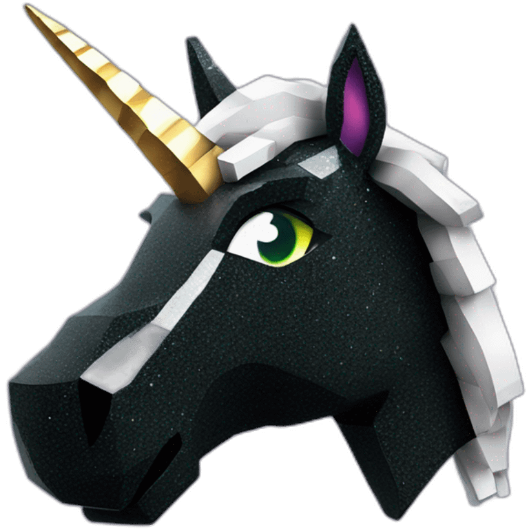 Minecraft Glitter Black Unicorn Head With Diamond Horn emoji