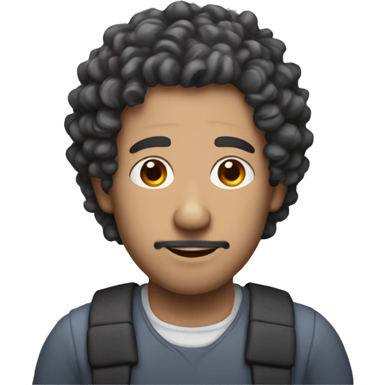 man with short curly hair and a large nose with a back brace and long face  emoji