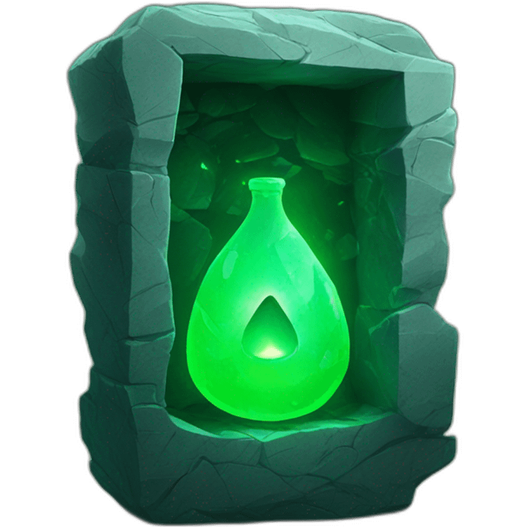 case, inside a green glowing stone emoji