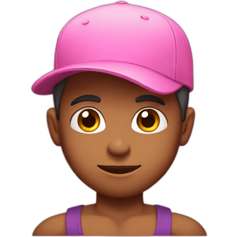 Boy with muscles ans pink cap emoji