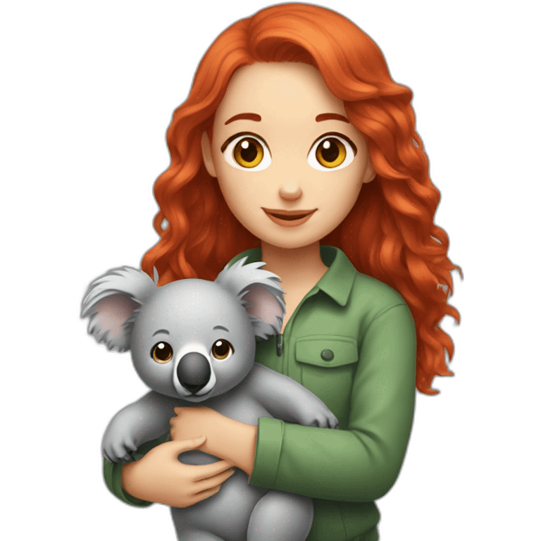 Red hair girl with her koala emoji