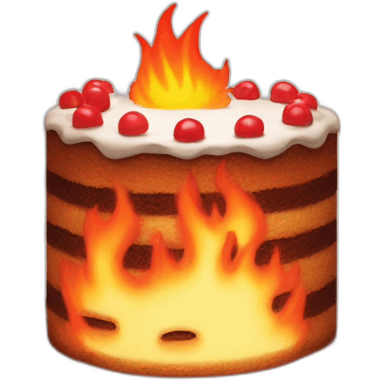 Cake on fire emoji