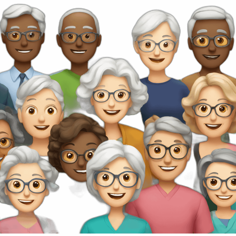 10 Seniors together with older lady teacher emoji