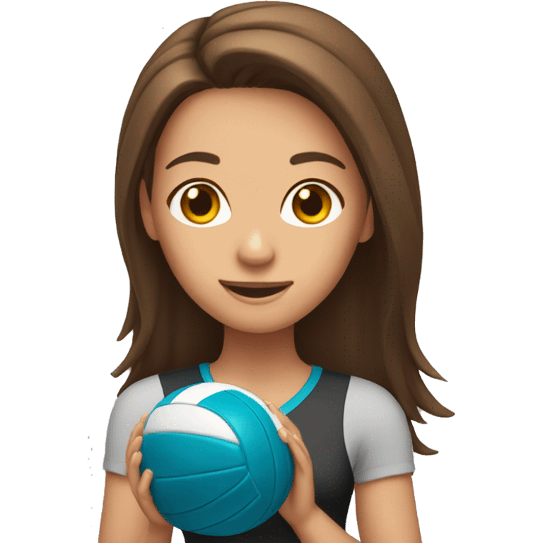 long brown hair girl holding a volleyball emoji