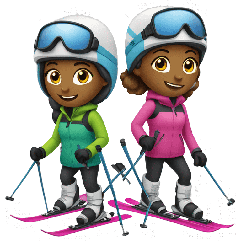 Two girls skiing  emoji